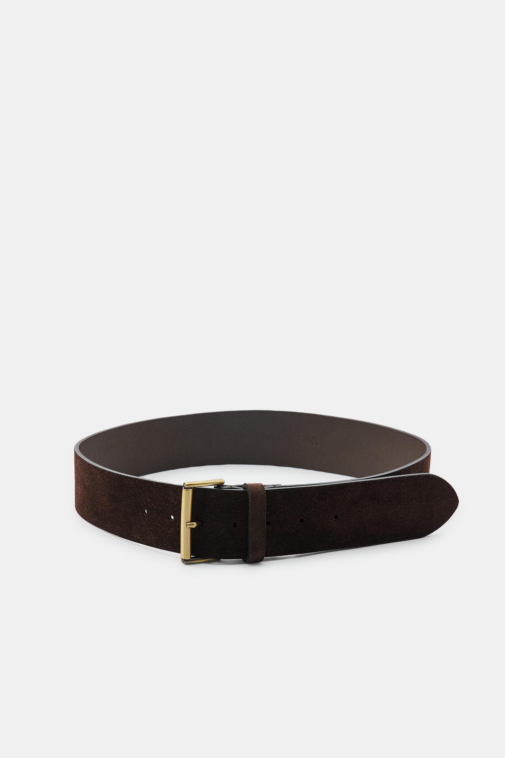 CEINTURE EN CUIR DAIM 100% BOUCLE RECTANGULAIRE